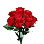 Künstlicher Rosenstrauß - Shiro, 40 cm, Kunstblume von aplanta, 11 Blüten, in Rot, für drinnen