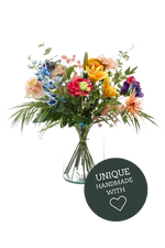 Künstlicher Blumenstrauß - Ophelia auf transparentem Hintergrund mit echt wirkenden Kunstblättern in natürlicher Anordnung. Künstlicher Blumenstrauß - Ophelia hat die Farbe Natur und ist 67 cm hoch. | aplanta Kunstpflanzen