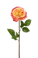 Künstliche Rose - Ginny, 60 cm, Kunstblume von aplanta, Steckpflanze, in Pink / Gelb, für drinnen