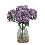Künstlicher Hortensienstrauß - Leto | 40 cm | in Glasvase mit künstl. Wasser