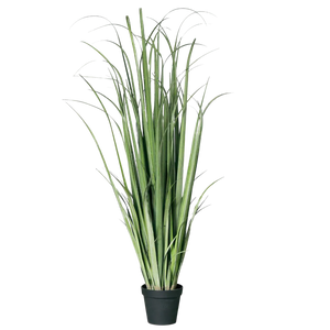 Hochwertiges Kunstgras auf transparentem Hintergrund mit echt wirkenden Kunstblättern in natürlicher Anordnung. Künstliches Schilfgras im Topf - Vittoria hat die Farbe Natur und ist 180 cm hoch. | aplanta Kunstpflanzen