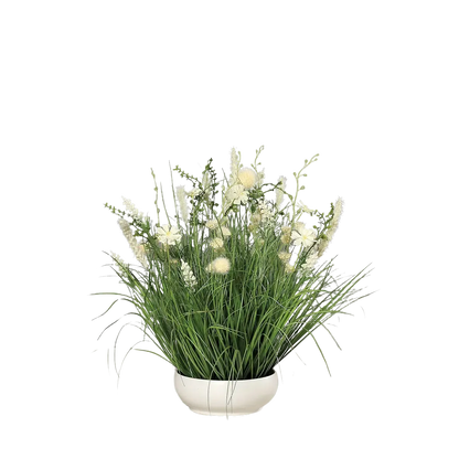 Künstliche Wiesenblumen - Alba, 50 cm, Kunstpflanze von aplanta, inkl. Dekotopf, in Creme, für drinnen