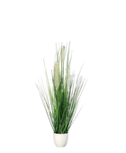 Hochwertiges Kunstgras auf transparentem Hintergrund mit echt wirkenden Kunstblättern in natürlicher Anordnung. Künstliches Grasarrangement - Lilou hat die Farbe Natur und ist 150 cm hoch. | aplanta Kunstpflanzen