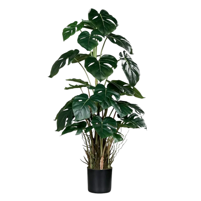 Künstliche Monstera - Jochen, 82 cm, Kunstpflanze von aplanta, im schwarzen Topf, in Natur, für drinnen