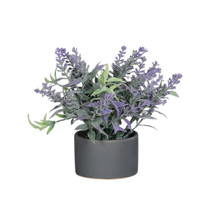 Künstlicher Lavendel - Alluka | 13 cm | im grauen Keramiktopf