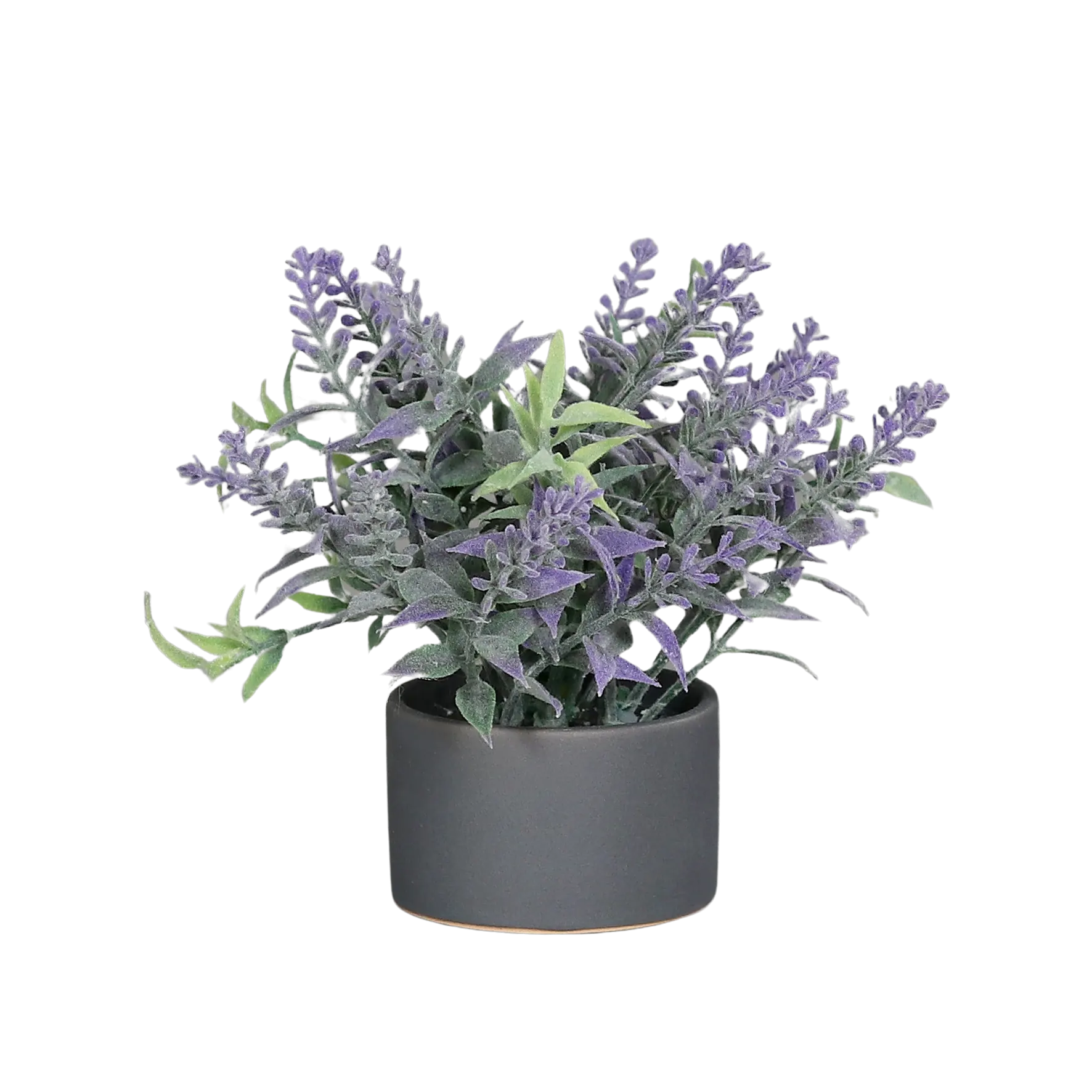 Künstlicher Lavendel - Alluka | 13 cm | im grauen Keramiktopf