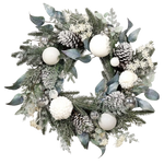 Künstlicher Tannenkranz - Emmanuelle, 60 cm, Kunstpflanze von aplanta, Weihnachten, in Natur, für drinnen