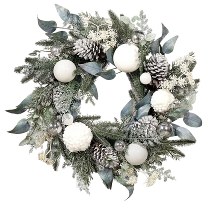 Künstlicher Tannenkranz - Emmanuelle, 60 cm, Kunstpflanze von aplanta, Weihnachten, in Natur, für drinnen