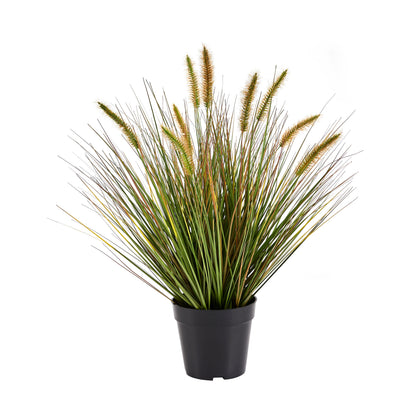 Künstliches Japanisches Lampenputzergras - Yuki, 58 cm, Kunstpflanze von aplanta, mit Fruchtstamm, in Grün, für drinnen