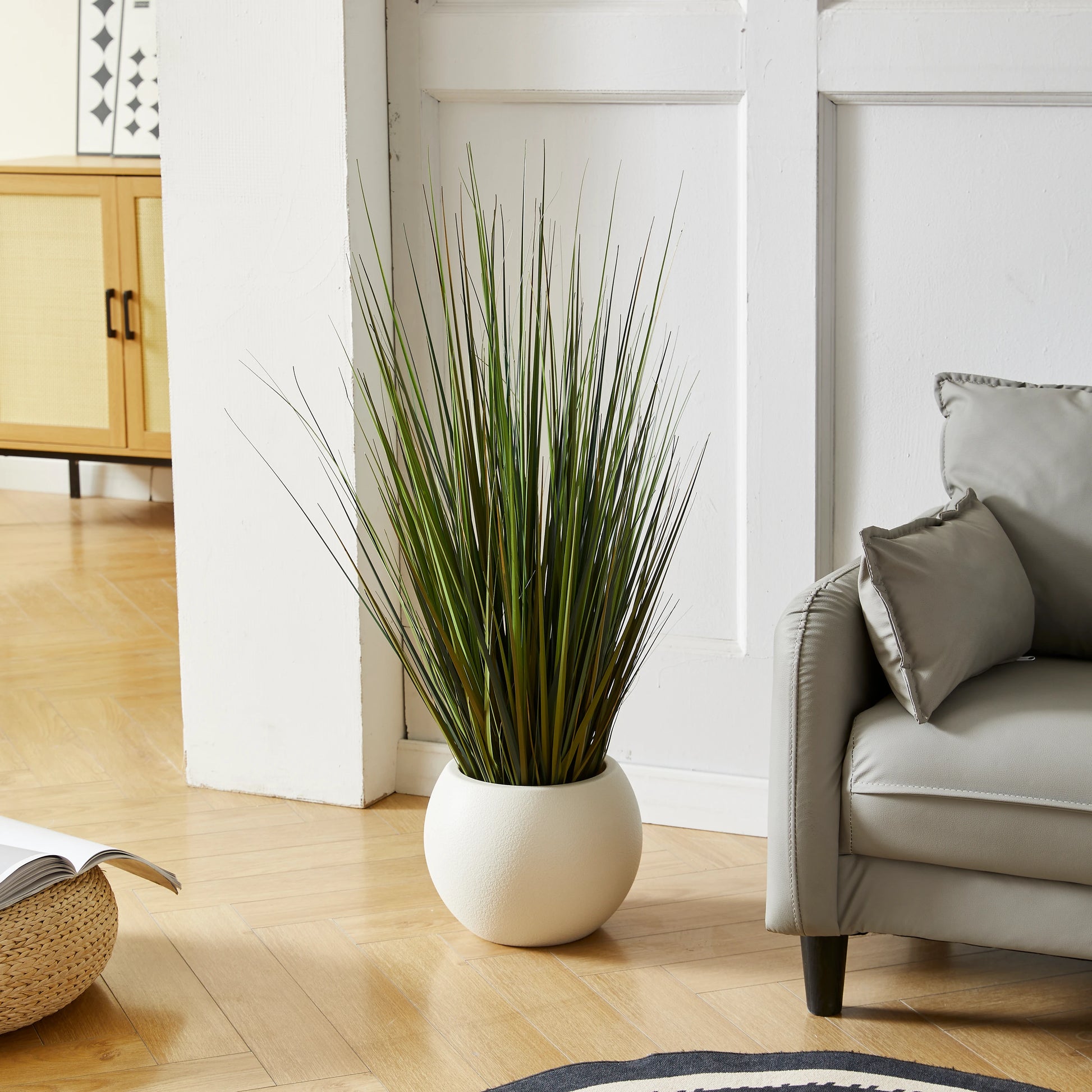 Künstliches Gras - Selwyn, 90 cm, Kunstpflanze von aplanta, in Grün, für drinnen