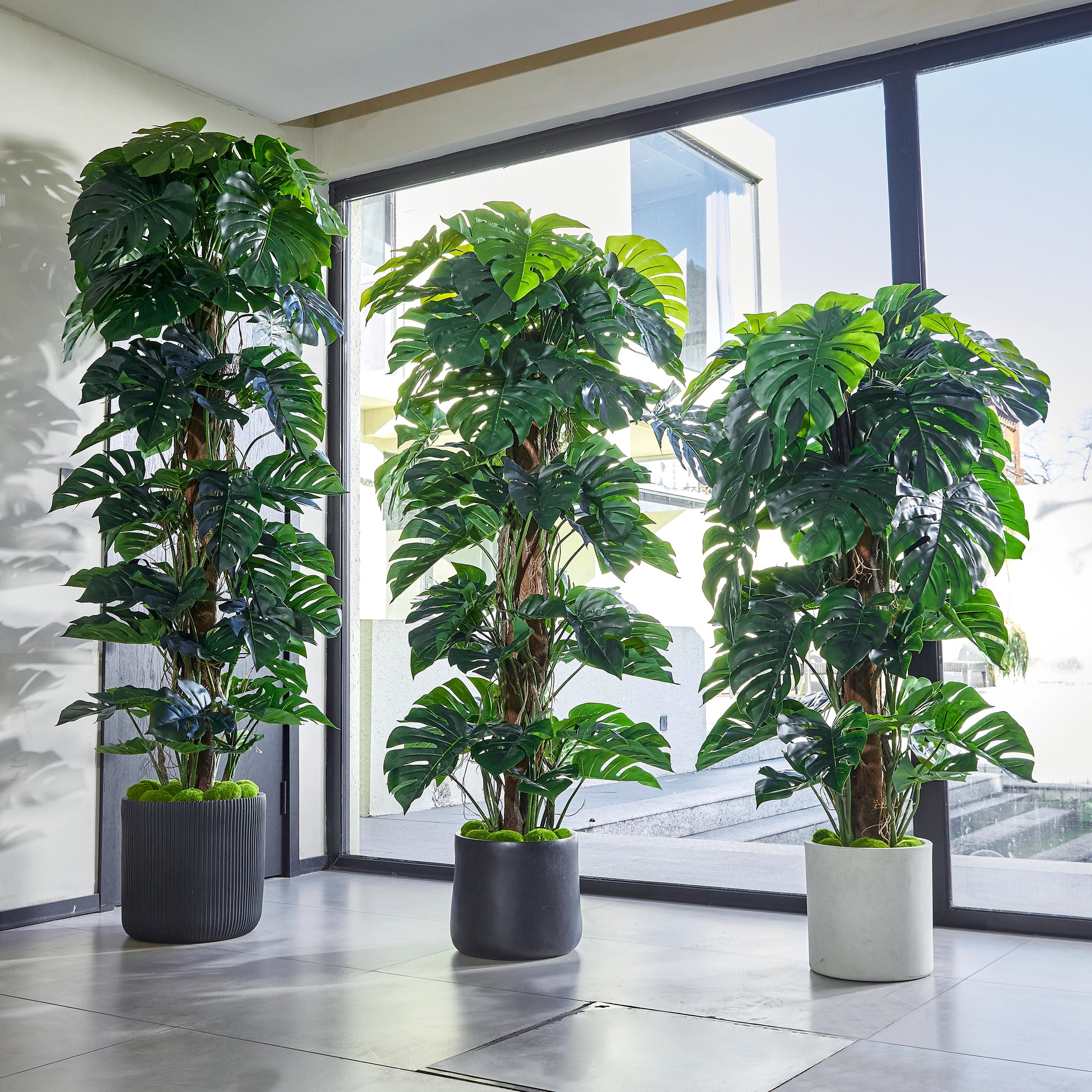 Künstlicher Split-Philodendron - Zephira, 160 cm, Kunstpflanze von aplanta, inkl. Startertopf, in Grün, für drinnen