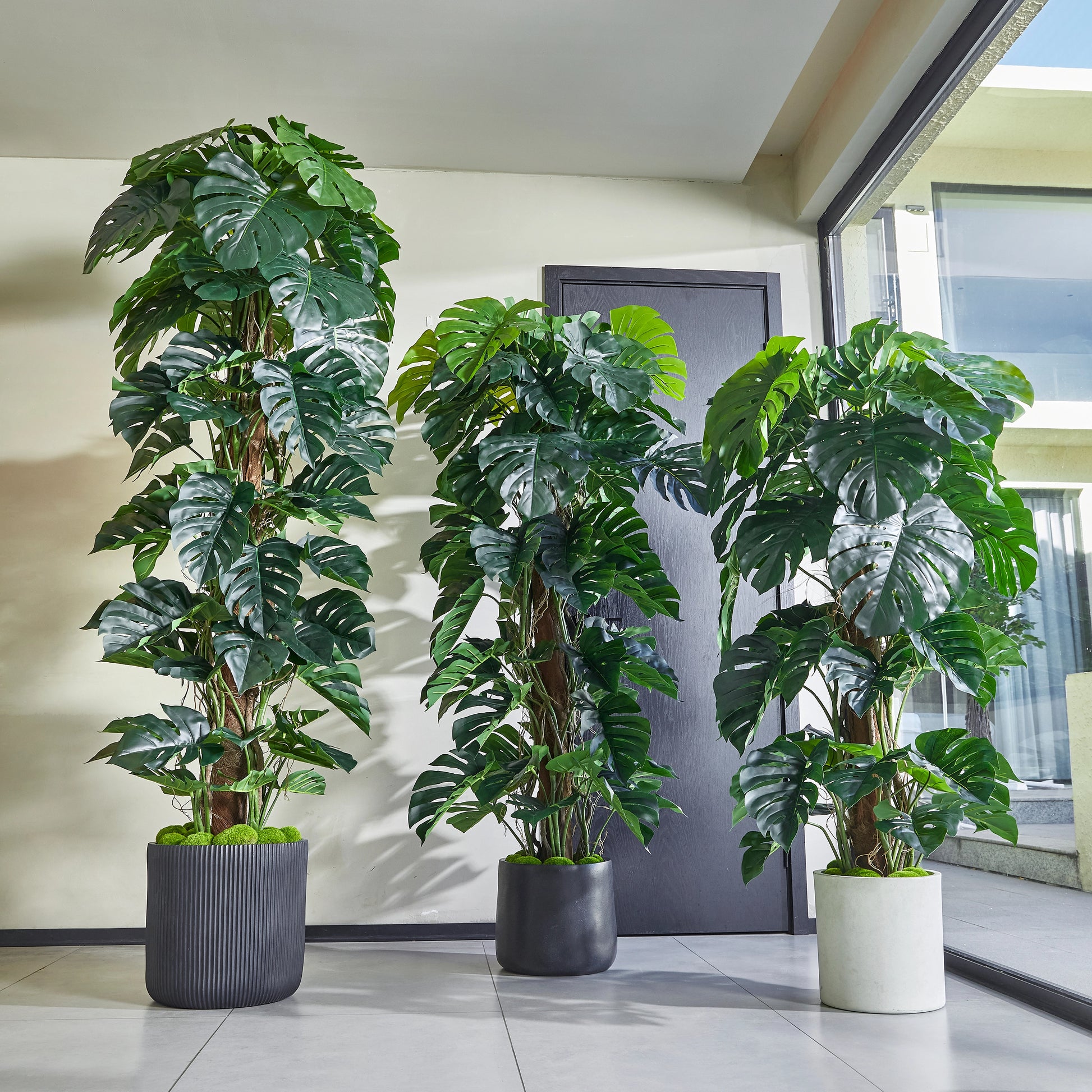 Künstlicher Split-Philodendron - Zephira, 160 cm, Kunstpflanze von aplanta, inkl. Startertopf, in Grün, für drinnen
