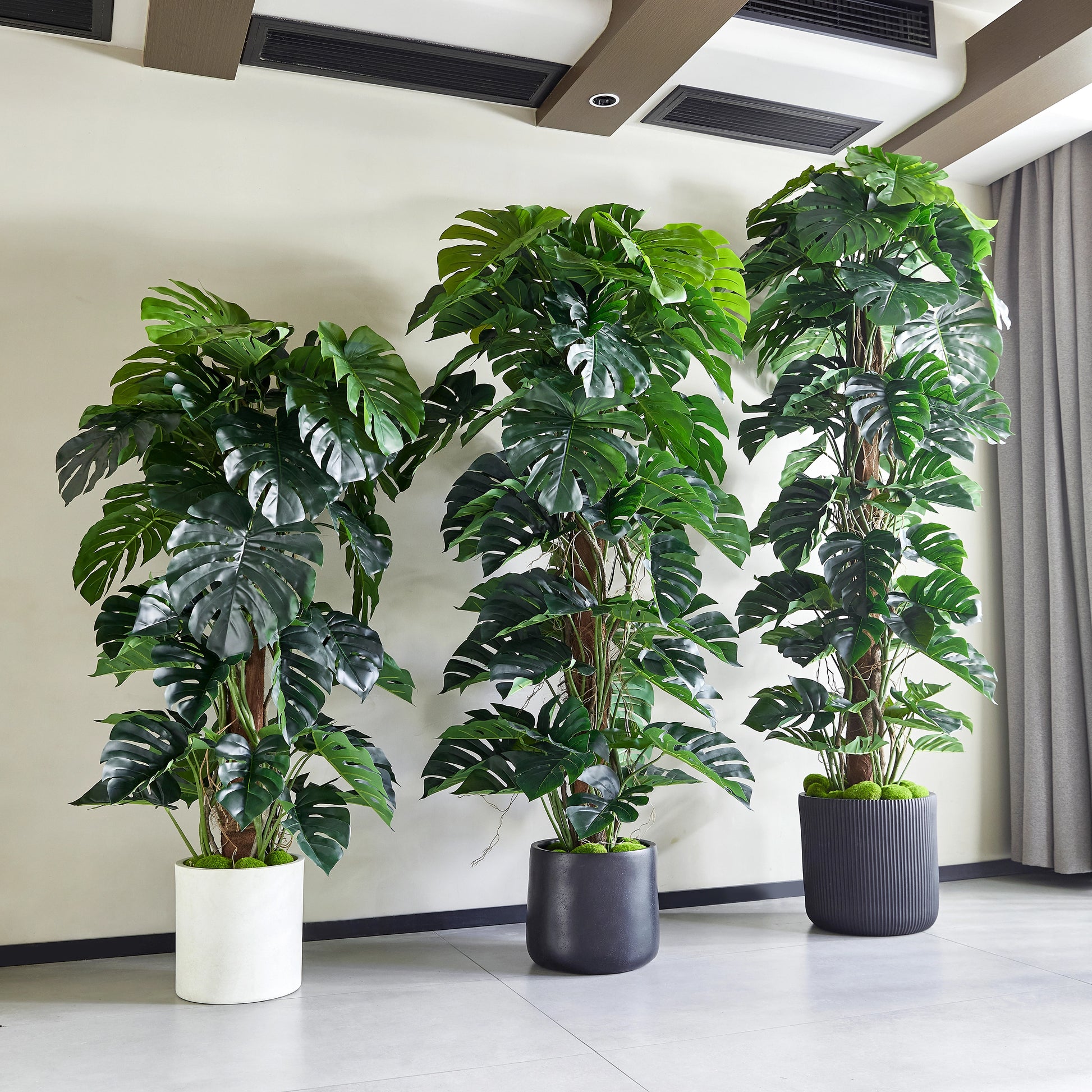 Künstlicher Split-Philodendron - Zephira, 160 cm, Kunstpflanze von aplanta, inkl. Startertopf, in Grün, für drinnen