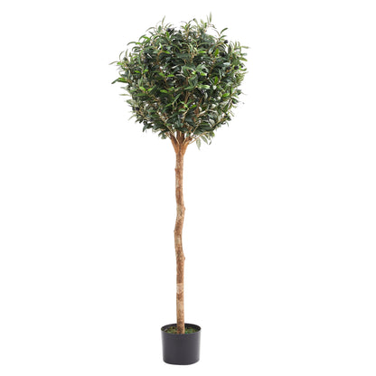 Künstlicher Olivenbaum - Thalior, 150 cm, Kunstbaum von aplanta, mit Echtholzstamm, UV-beständig, inkl. Startertopf, in Grün