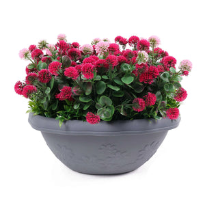 Künstliche Blumen im Balkon Pflanzkasten rund - Ina I 33 cm rosa