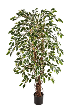 Künstlicher Ficus - Ravian, 120 cm, Kunstbaum von aplanta, mit Echtholzstamm, inkl. Startertopf, in Natur, für drinnen
