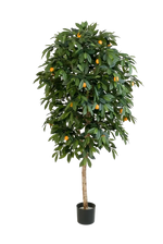 Künstlicher Orangenbaum - Pius, 170 cm, Kunstbaum von aplanta, mit Echtholzstamm, im schwarzen Topf, in Natur, für drinnen