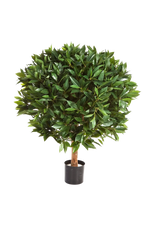 Künstlicher Lorbeer - Rosa auf transparentem Hintergrund mit echt wirkenden Kunstblättern in natürlicher Anordnung. Künstlicher Lorbeer - Rosa hat die Farbe Natur und ist 55 cm hoch. | aplanta Kunstpflanzen