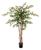 Künstlicher Drillingsblumenbaum - Rike auf transparentem Hintergrund mit echt wirkenden Kunstblättern in natürlicher Anordnung. Künstlicher Drillingsblumenbaum - Rike hat die Farbe Pink und ist 150 cm hoch. | aplanta Kunstpflanzen