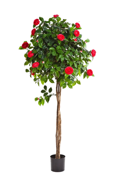 Künstlicher Kamelienbaum - Pelin, 160 cm, Kunstbaum von aplanta, in Rot, für drinnen