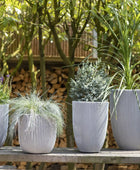 Blumentopf Kugel Groove elfenbein | 35x34 cm