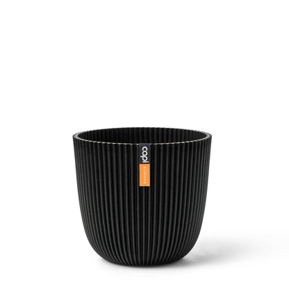 Blumentopf Kugel Groove 16,5x15 Schwarz, Pflanzkübel von aplanta, für drinnen & draußen