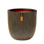Blumentopf Kugel Groove schwarz gold, 43x41cm, Pflanzkübel von aplanta, in Schwarz-Gold, für drinnen & draußen