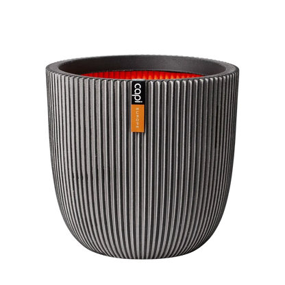 Übertopf Kugel Groove anthrazit, 43x41cm, Pflanzkübel von aplanta, für drinnen & draußen