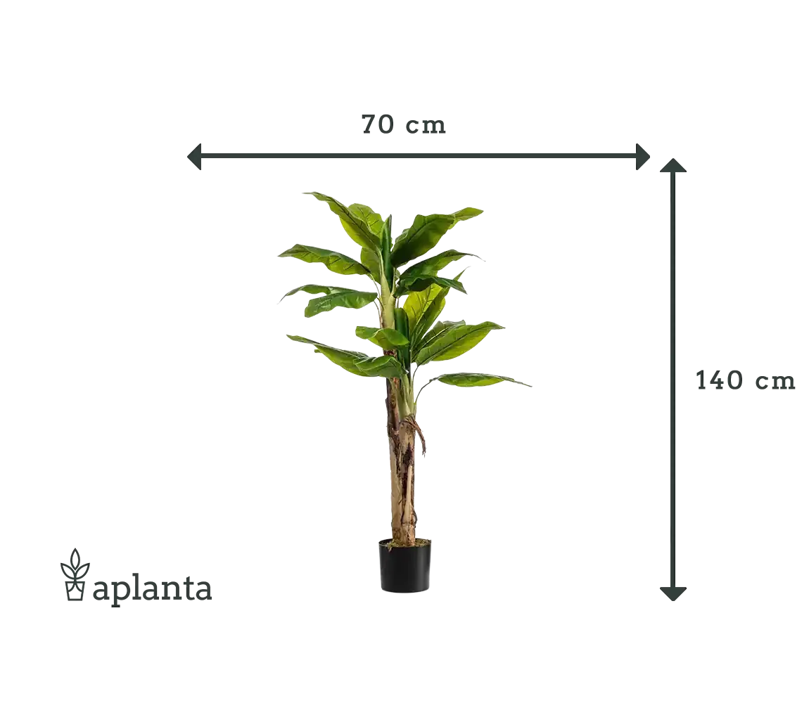 Künstlicher Bananenbaum - Maliora, 140 cm, Kunstpflanze von aplanta, UV-beständig, inkl. Startertopf, in Natur, für drinnen