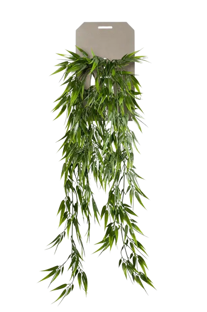 Künstlicher Hänge-Bambus - Natalie auf transparentem Hintergrund mit echt wirkenden Kunstblättern. Diese Kunstpflanze gehört zur Gattung/Familie der "Bambuse" bzw. "Kunst-Bambuse".