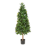 Künstlicher Lorbeer - Tamina, 140 cm, Kunstbaum von aplanta, UV-beständig, im schwarzen Topf, in Natur, für draußen