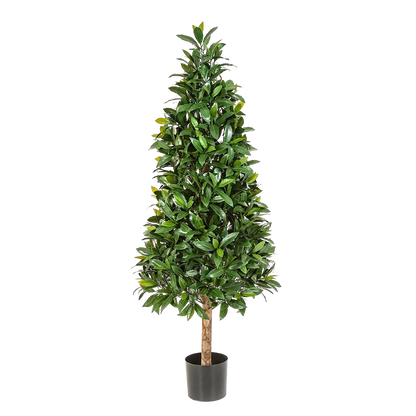 Künstlicher Lorbeer - Tamina, 140 cm, Kunstbaum von aplanta, UV-beständig, im schwarzen Topf, in Natur, für draußen